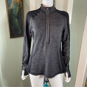 Lululemon Athletica U-Turn Black Gray Half-Zip sweatshirt sweater pullover Large